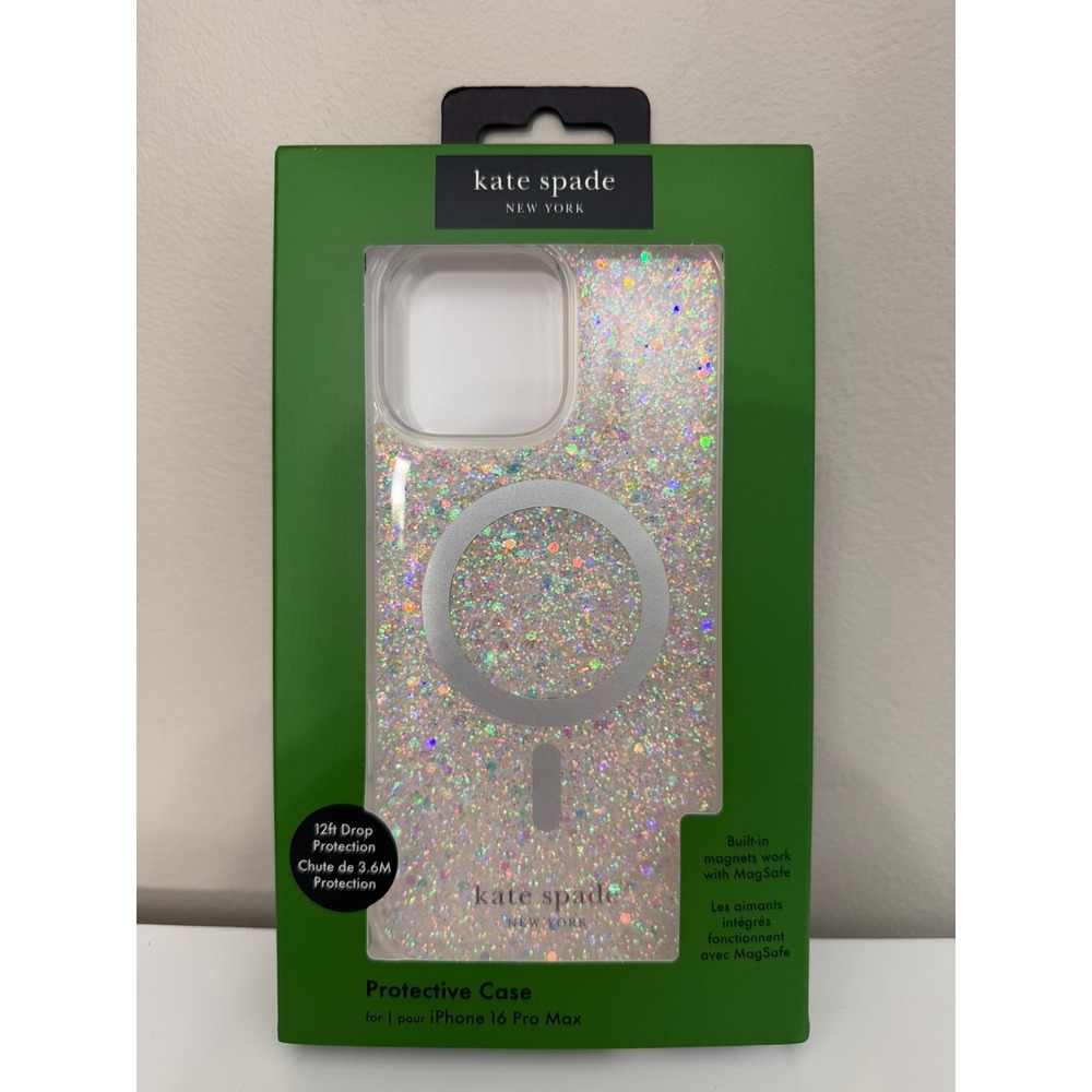 Kate Spade Case iPhone 16 Pro Max Iridescent Glitter MagSafe NWT